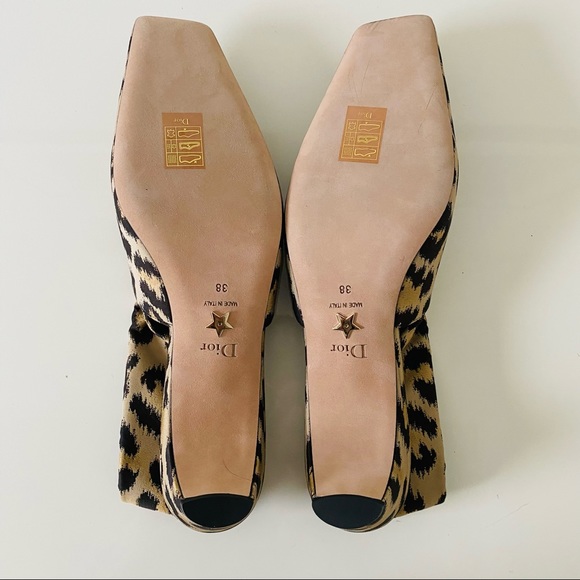 Christian Dior Mizza Slingback Pump Heels Shiny Leopard - Picture 7 of 7